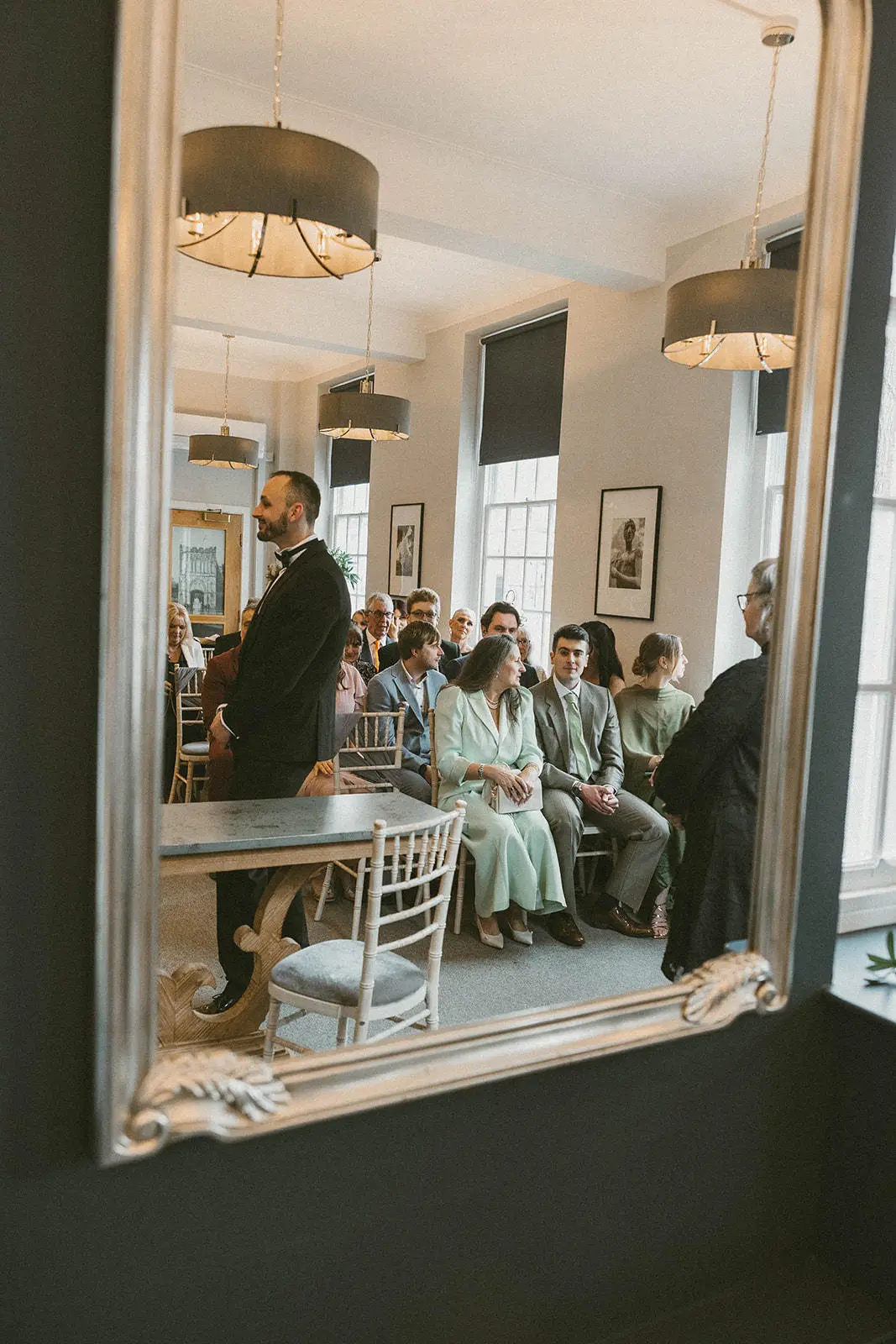 groom in mirror