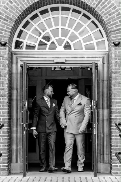 Couple exiting Bury St Edmunds Register office