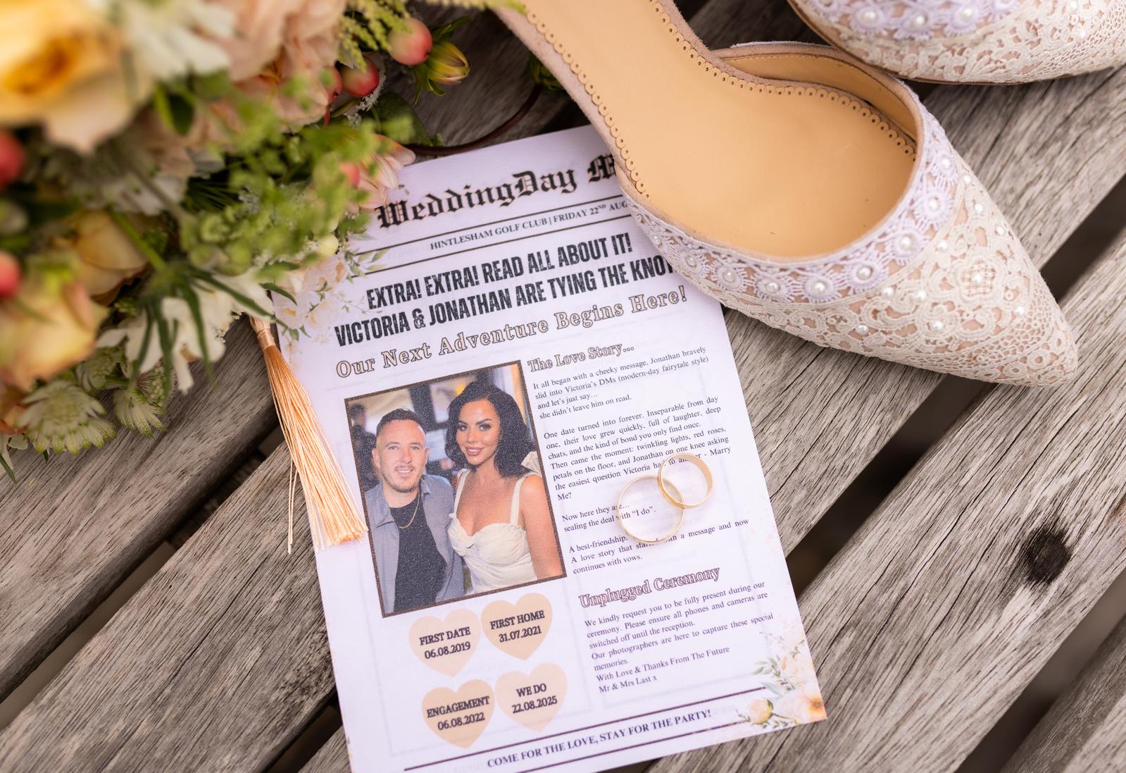 Wedding newspaper with article of the couple