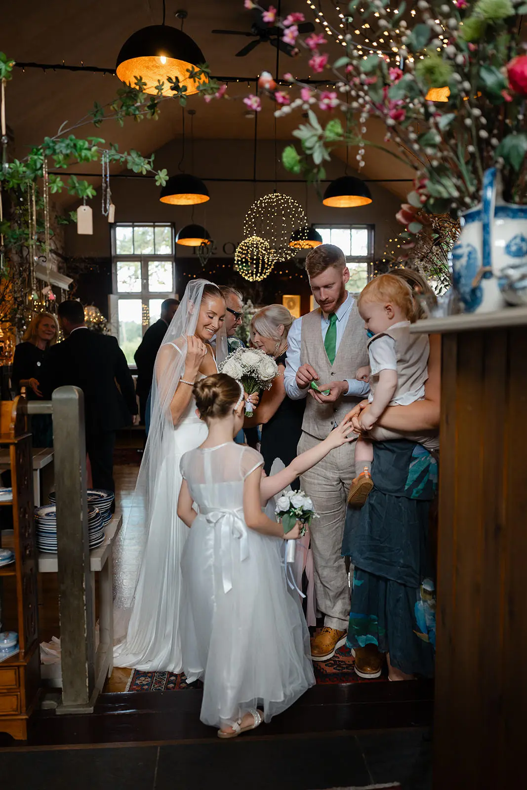 Bride and groom with kids